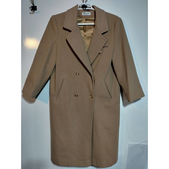 Forecaster of Boston Jackets & Blazers - Forecaster Of Boston VINTAGE Camel Brown Long Trench Coat 100% Wool  Size 7/8